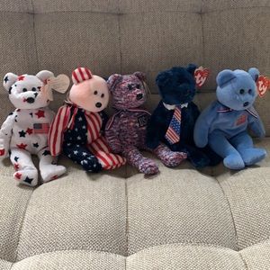 Vintage Ty Original Beanie Babies Lot of Patriotic Bears